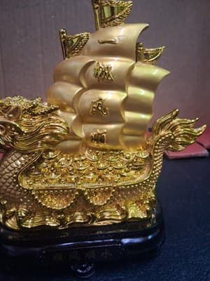 Smooth Sailing Dragon Boat Statue Chinese Feng Shui Craft Home Room Decoration - Thumbnail 3