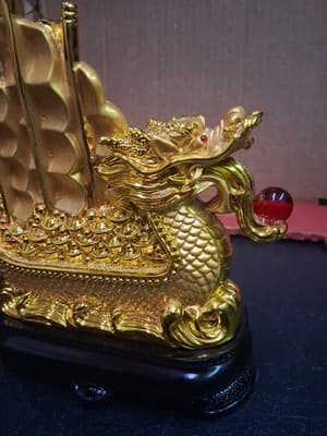 Smooth Sailing Dragon Boat Statue Chinese Feng Shui Craft Home Room Decoration - Thumbnail 6