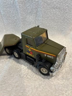 Vintage Buddy L Army T-605 Tank/Jeep Transporter Truck & Trailer FS Bnfts Chrty - Thumbnail 3