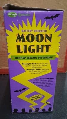 Moonlight Witch Ceramic Light Hand Painted Halloween Original Box Vtg Fun World - Thumbnail 2