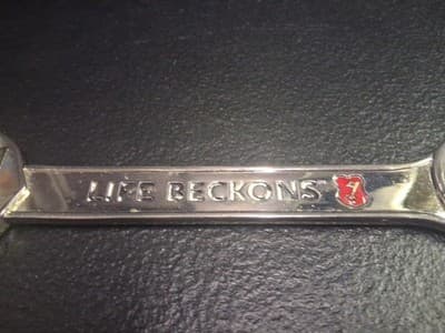 Vintage 8” Inch Becks Beer "Life Beckons" Solid Metal Bottle Opener Small Chip - Thumbnail 3