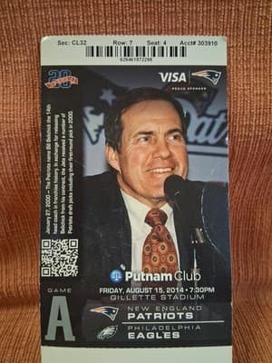 2014 Pre season New England Patriots Garoppolo NFL Debut Ticket Stub Eagles 8/15 - Thumbnail 2