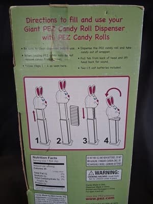 Huge Bunny Pez Dispenser Plays Here Comes Peter Cottontail Music NIB Rabbit Pez - Thumbnail 9