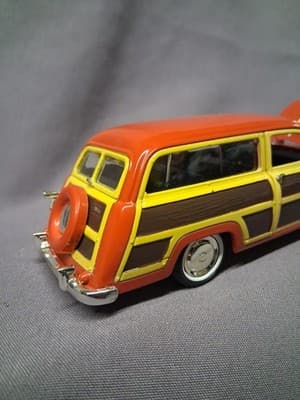 1949 Orange Ford Custom Woody Wagon Metal DieCast 1:32 Model Classic Car - Thumbnail 4
