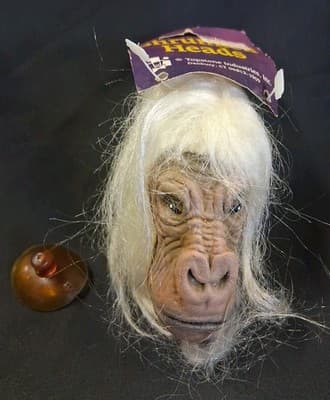 90s Mini Shrunken Head Window Stick On by Topstone Industries with Tag