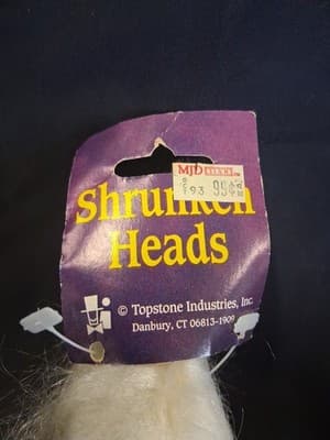 90s Mini Shrunken Head Window Stick On by Topstone Industries with Tag - Thumbnail 3