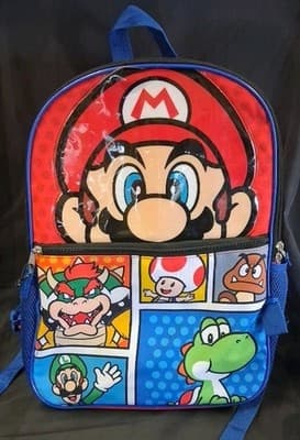 2024 Nintendo Super Mario Kids 16” Single Backpack School Bag Bioworld