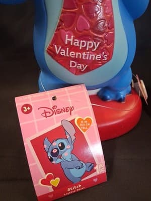 Disney Lilo & Stitch 12” Valentine’s Day Blow Mold Lighted Decor New With Tag #2 - Thumbnail 4