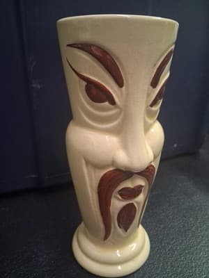 Orchids Of Hawaii ceramic Fu Manchu vase vintage Japan - Thumbnail 2