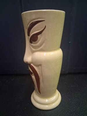 Orchids Of Hawaii ceramic Fu Manchu vase vintage Japan - Thumbnail 3