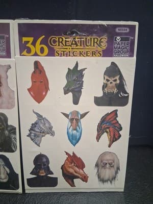 Vintage In Package PAPER MAGIC GROUP Skeleton Creature Halloween Stickers x2 - Thumbnail 3