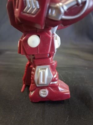 Vintage 80s Wind-Up Toy Robot Samurai Warrior Shogun 4" Plastic Figure Burgundy - Thumbnail 6