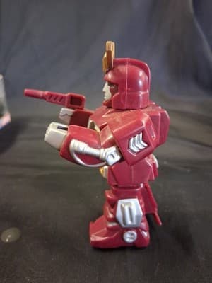 Vintage 80s Wind-Up Toy Robot Samurai Warrior Shogun 4" Plastic Figure Burgundy - Thumbnail 4