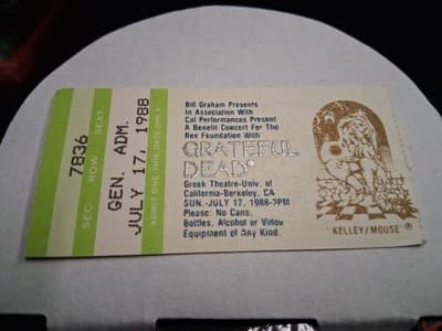 GRATEFUL DEAD - JULY 17, 1988 - GREEK THEATRE BERKELEY - TICKET - #2 - Thumbnail 2