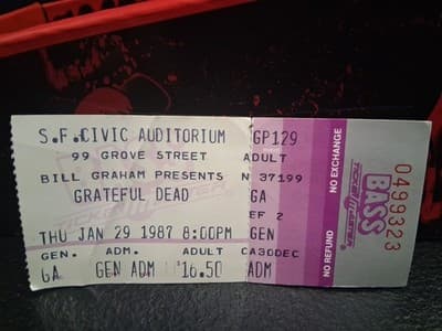 GRATEFUL DEAD - SAN FRANCISCO CIVIC AUDITORIUM - JANUARY 29, 1987 - TICKET - Thumbnail 2