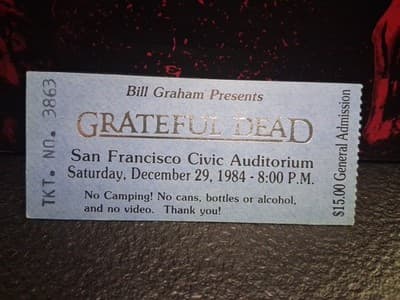 GRATEFUL DEAD - TICKET - San Francisco Civic Auditorium - December 29, 1984 - Thumbnail 2