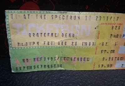1980 THE GRATEFUL DEAD SPECTRUM PHILADELPHIA CONCERT TICKET STUB JERRY GARCIA - Thumbnail 2