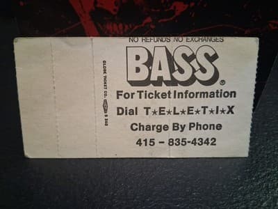 grateful dead warfield theatre unused ticket san francisco Sept 25 1980 - Thumbnail 3
