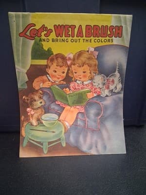 Let's Wet A Brush Children's Painting Book 1944 Saalfield Vintage - Thumbnail 5