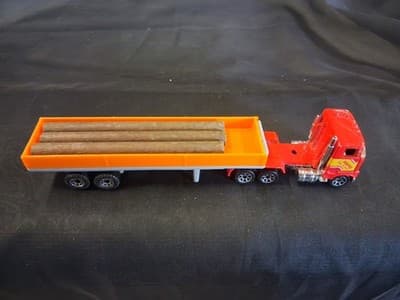 1981 Hot Wheels Red Rapid Delivery Truck Cab Die Cast 1:64 With Trailer & Logs - Thumbnail 8