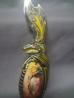 Franklin Mint Knightstone Collection Dragon Fantasy Knife Goddess Of Temptation - Thumbnail 6
