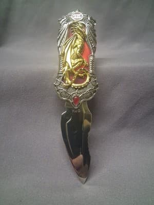 Franklin Mint-Collector Series Fantasy Dragon Folding Dagger Knife Case - Thumbnail 7