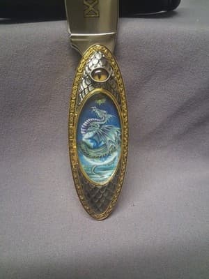 RARE Collectible Ornate Dragon Clasp Folder Knife - Thumbnail 6