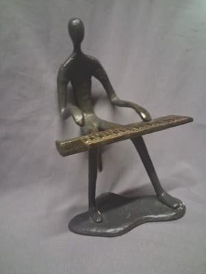 Danya B. Leisure Piano Playing Bronze Sculpture - Thumbnail 5