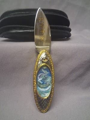 RARE Collectible Ornate Dragon Clasp Folder Knife - Thumbnail 5