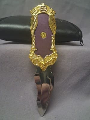 Rare Franklin Mint Fantasy Series Dragon Folding Pocket Knife Gold Silver Purple - Thumbnail 5
