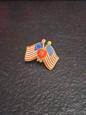 Vtg American Bicentennial Flag 1976 Gold Tone Jandy Reg. Lapel Pin Hat Tie Tac - Thumbnail 3