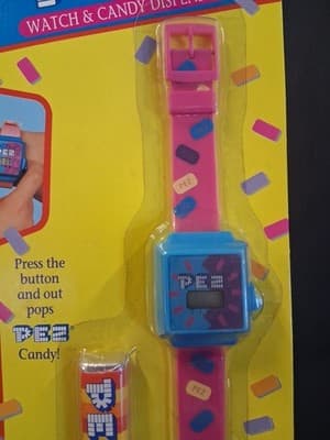 PEZ Watch and Candy Dispenser Vintage, Dream Castle, 1994, Pink & Blue - Thumbnail 2