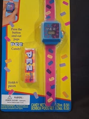 PEZ Watch and Candy Dispenser Vintage, Dream Castle, 1994, Pink & Blue - Thumbnail 3