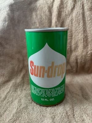 NEAR MINT 1970s era SUN-DROP Old Straight Sided Pull Tab Soda Pop 12 oz. Can - Thumbnail 3