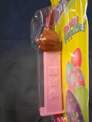 Brown Bunny Rabbit Pink stem Pez Dispenser Easter NOC - Thumbnail 4