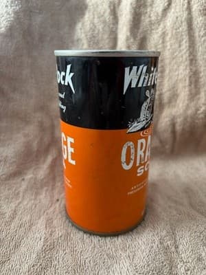 1970s Flat Top Soda Can White Rock Orange - Thumbnail 6