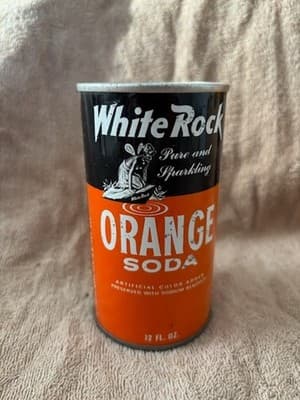 1970s Flat Top Soda Can White Rock Orange - Thumbnail 3