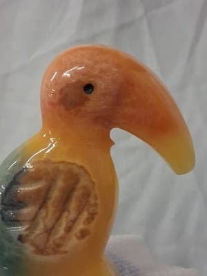 Hand Carved Stone Color Tie Dyed Tropical Toucan Bird Figurine - Thumbnail 7