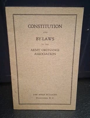 1900s Constitution & By-Laws Army Ordnance Association Washington DC