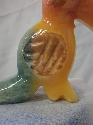 Hand Carved Stone Color Tie Dyed Tropical Toucan Bird Figurine - Thumbnail 6