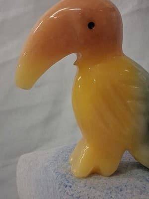 Hand Carved Stone Color Tie Dyed Tropical Toucan Bird Figurine - Thumbnail 3