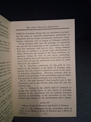 1900s Constitution & By-Laws Army Ordnance Association Washington DC - Thumbnail 2