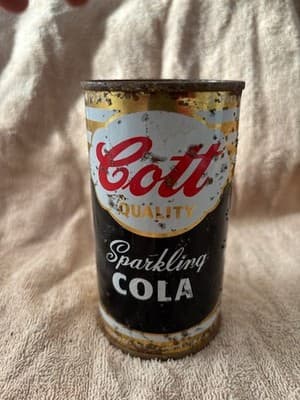VTG Rare Cott Quality Sparkling Cola Soda Punch Top Tin Can Manchester NH USA - Thumbnail 3