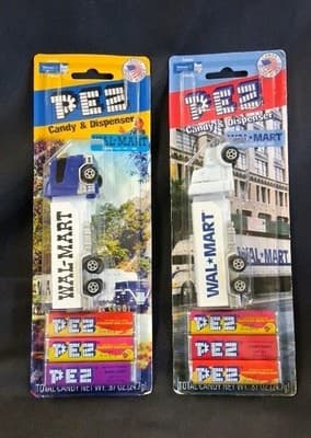 2 WAL-MART TRACTOR TRAILER Pez Dispenser * New On Original Card * Logo 1992-2007