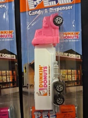 Lot 2 Sealed Limited Edition Dunkin Donuts Pez Dispenser Truck PINK CAB & ORANGE - Thumbnail 4