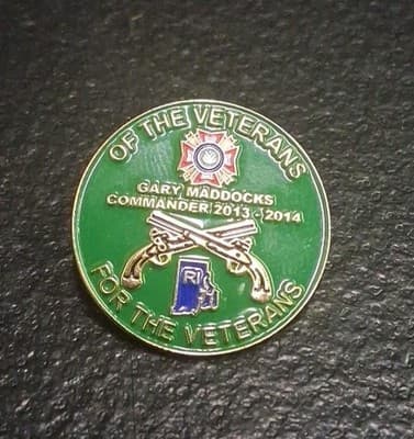 2013-2014 Veterans First RI Pin Gary Maddocks Commander