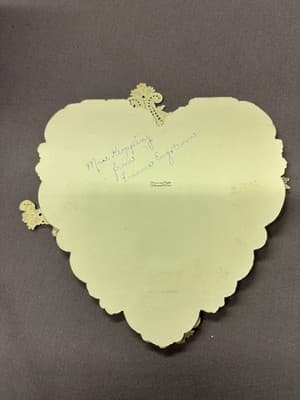 Antique Die Cut Valentine Card Heart Shaped Dresden Lace Pape - Thumbnail 3