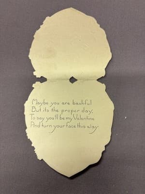 Antique 1920's Valentine's Day Card Die Cut Heart Girl Butterflies Whitney Made - Thumbnail 2