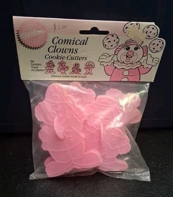 Vintage 1990 Wilton Comical Clowns Cookie Cutters Set of 4 Pink NIP