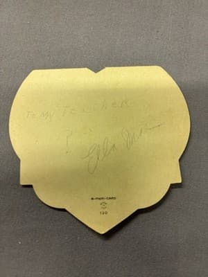 Vtg Valentine, DEAR TEACHER, A-MERI-CARD, 1945, die cut on paper, used, signed - Thumbnail 3